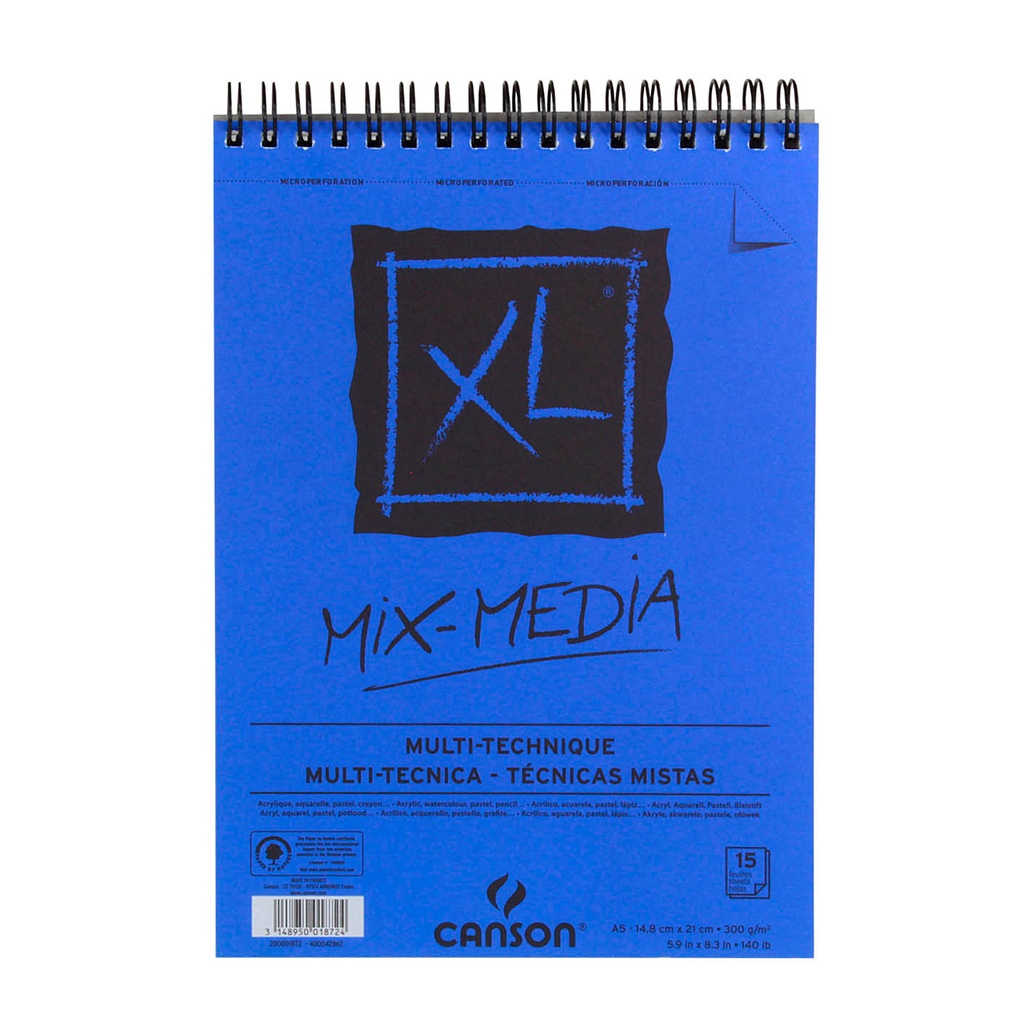 Croquera Canson XL Mix-Media 300gr 15 hjs A5(14.8x21cm)