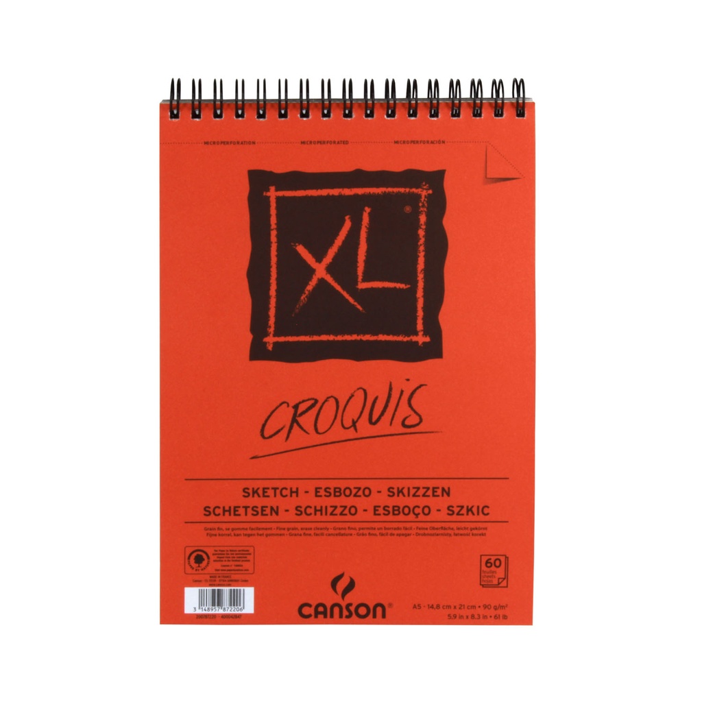 Croquera Canson XL Croquis 90gr A5(14.8x21cm)
