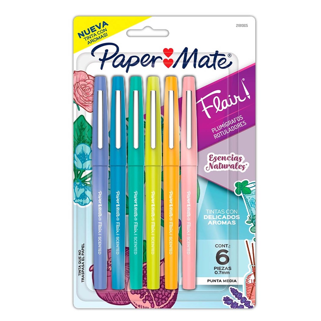 Tiralíneas Flair Aroma Paper Mate Esencias Naturales 6 Colores Surtidos