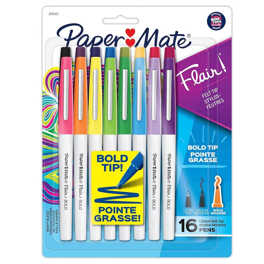 Marcadores flair Paper Mate bold 1.2mm 16 colores surtidos