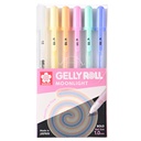 Set Lápiz Gel Gelly Roll Sakura Moonlight 6 Colores Pasteles
