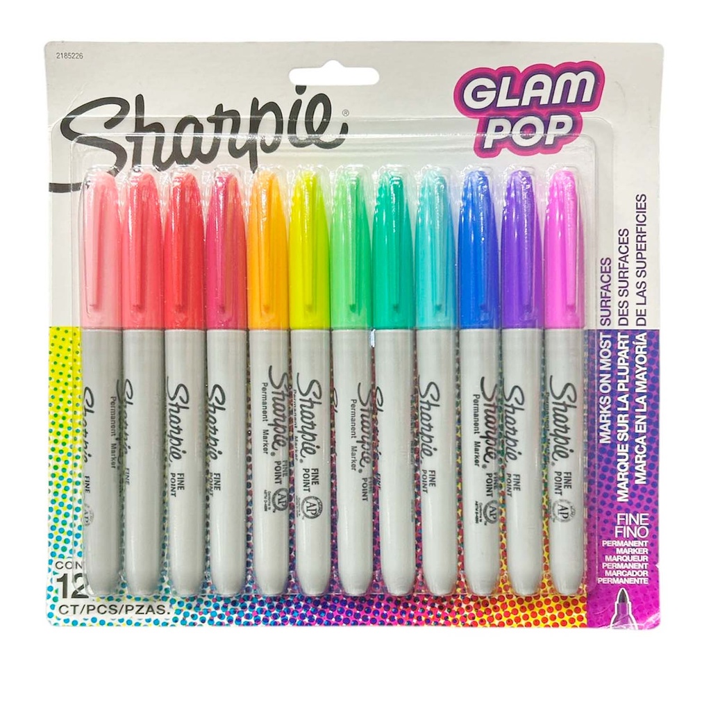 Marcadores Permanentes Sharpie Glam Pop Set 12 Colores