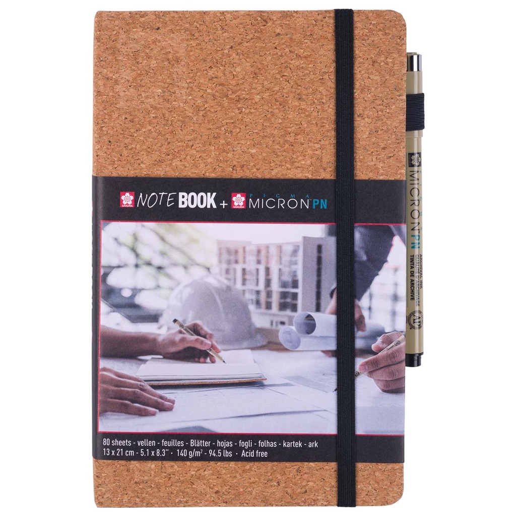 Sketchbook Sakura Hoja Blanco 21x13cm Corcho + Pigma Micron PN Negro