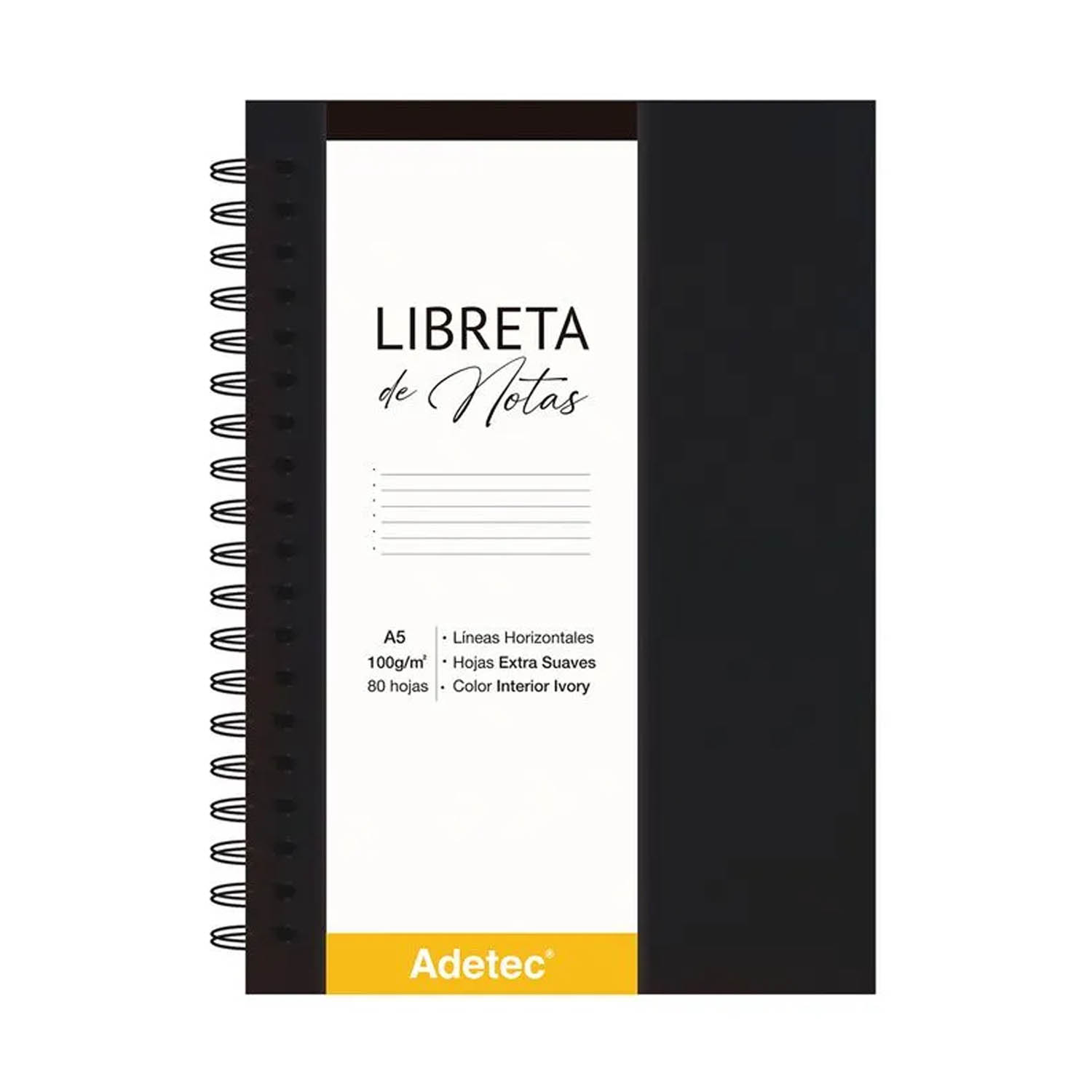 Libreta Anillada Adetec A5 con Elástico