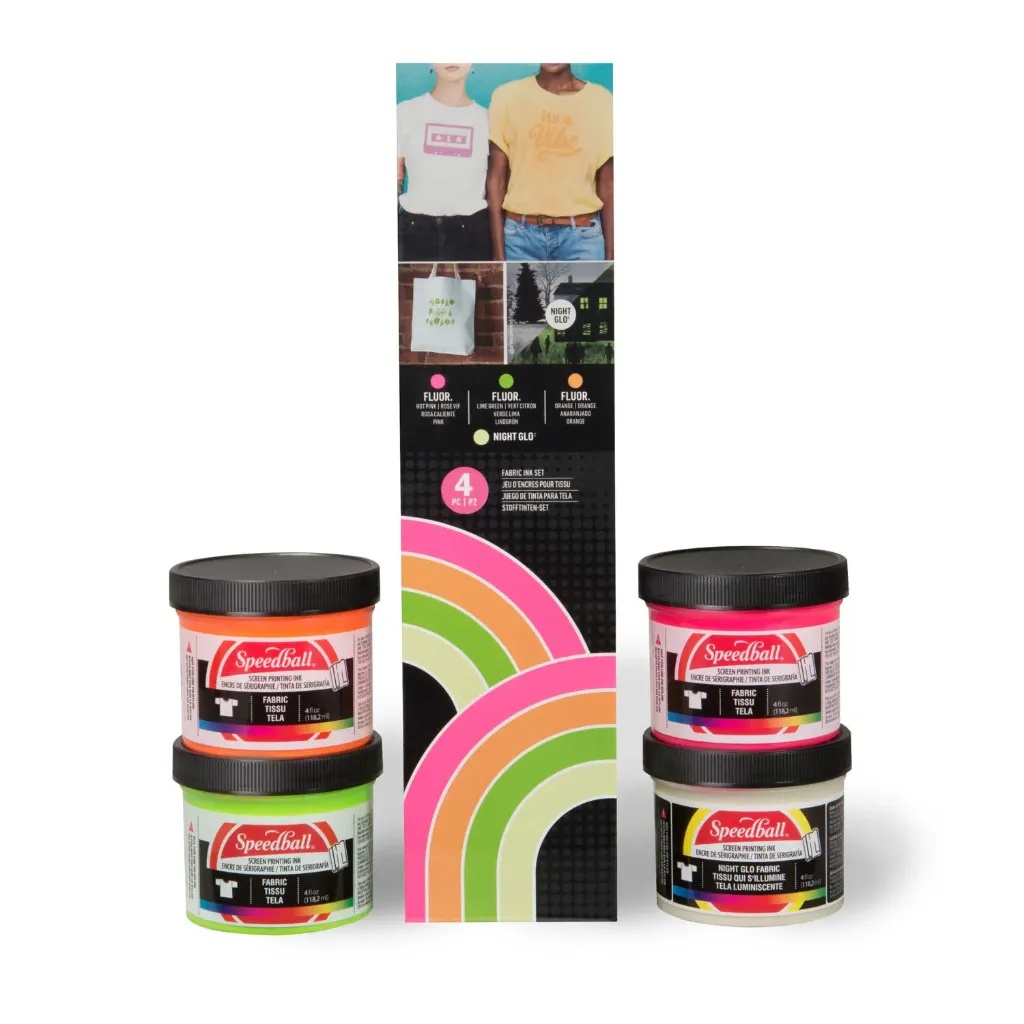 Set de 4 pinturas serigráficas 120ml Fluor y Glo N' Dark Speedball