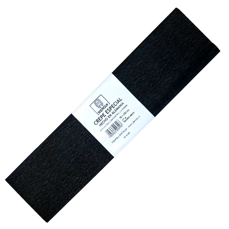 [#899] Papel Crepe Werola Importado 50x250cm (Negro)