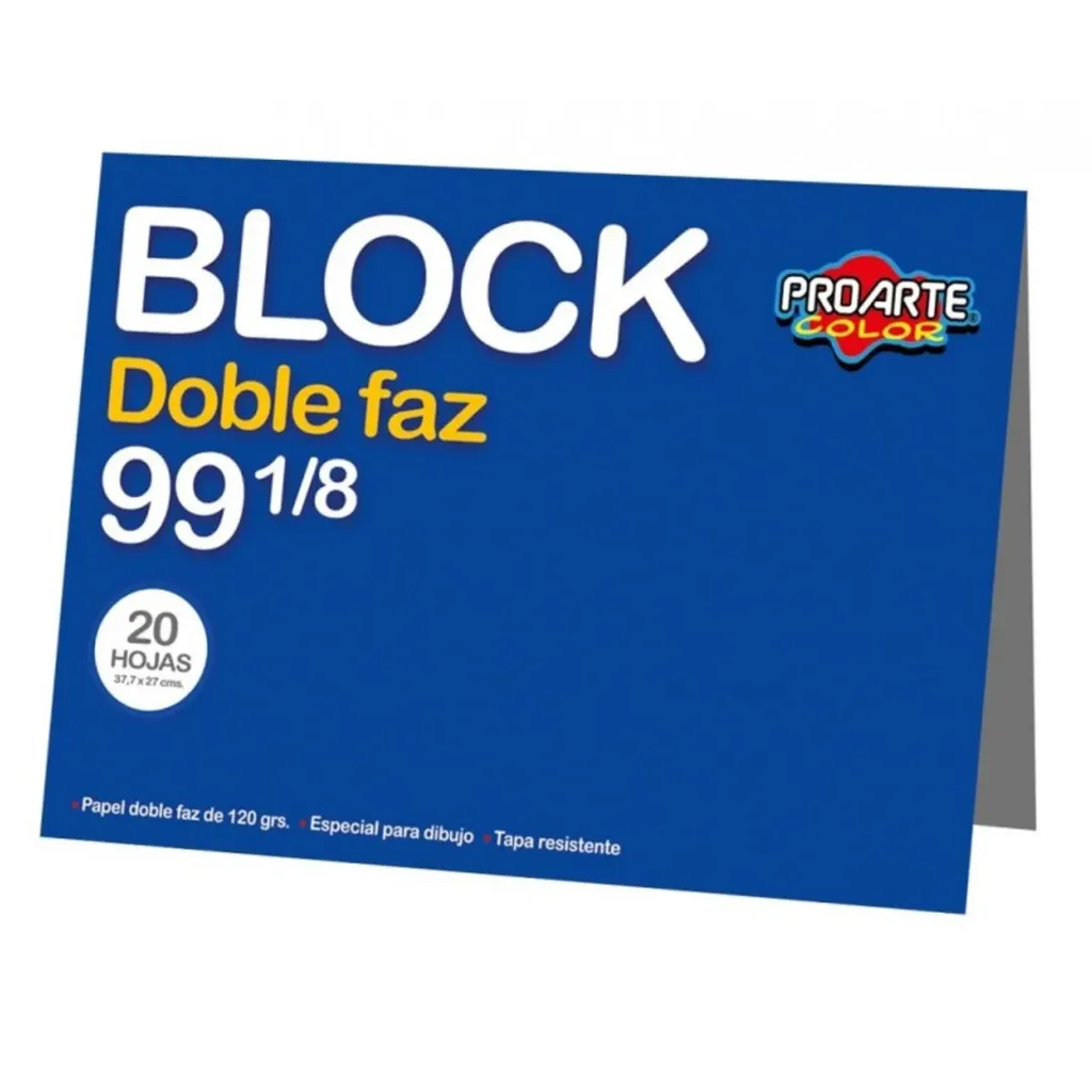 Block de Dibujo Proarte N°99 Doble Faz 1/8 Pliego