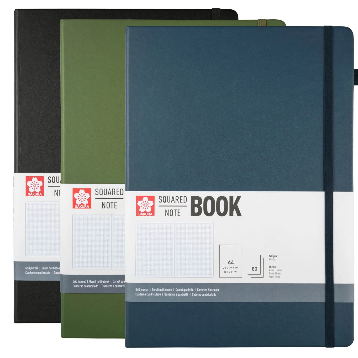 [94157105] Libreta Sakura Hoja Crema con Cuadros 21x30cm (Negro)