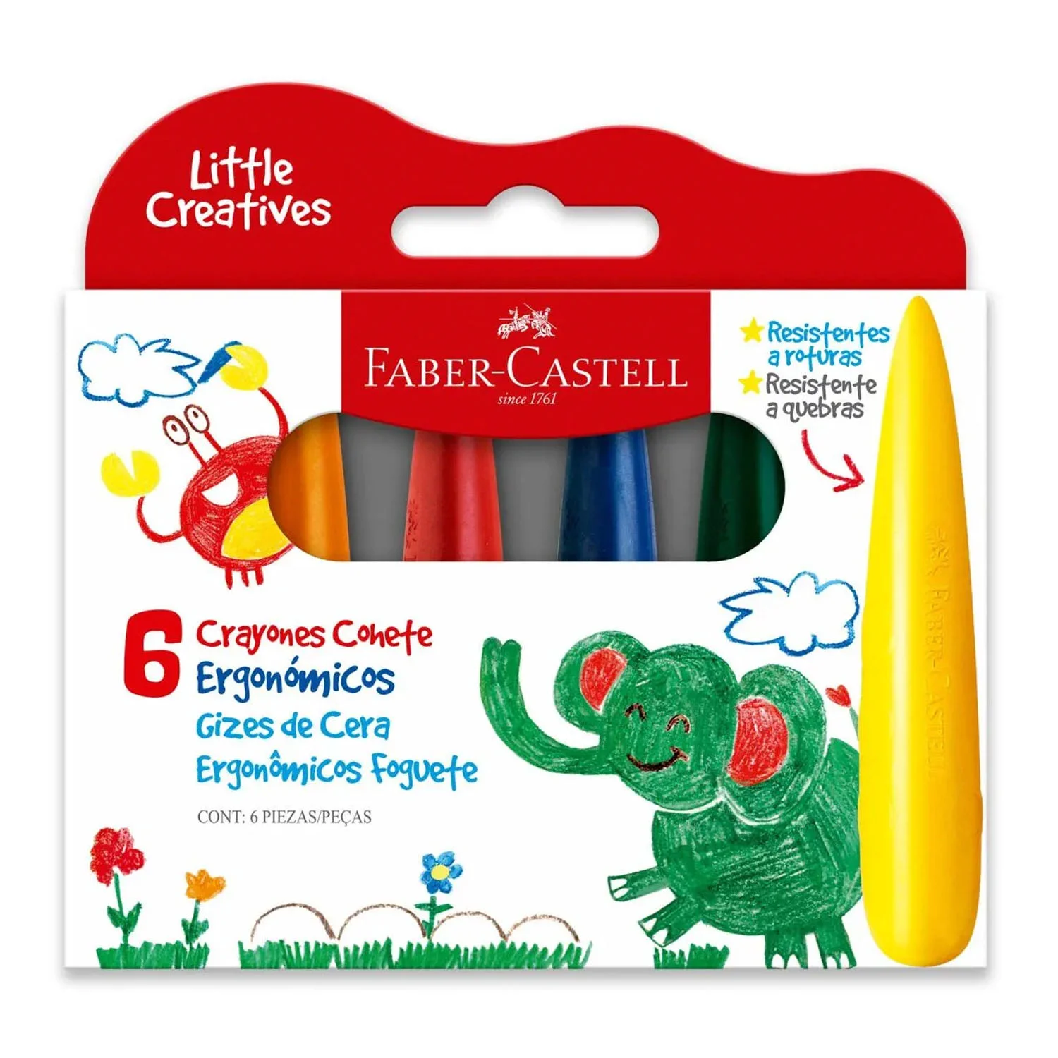 Crayones Cohete Faber Castell Ergonómicos 6 Colores