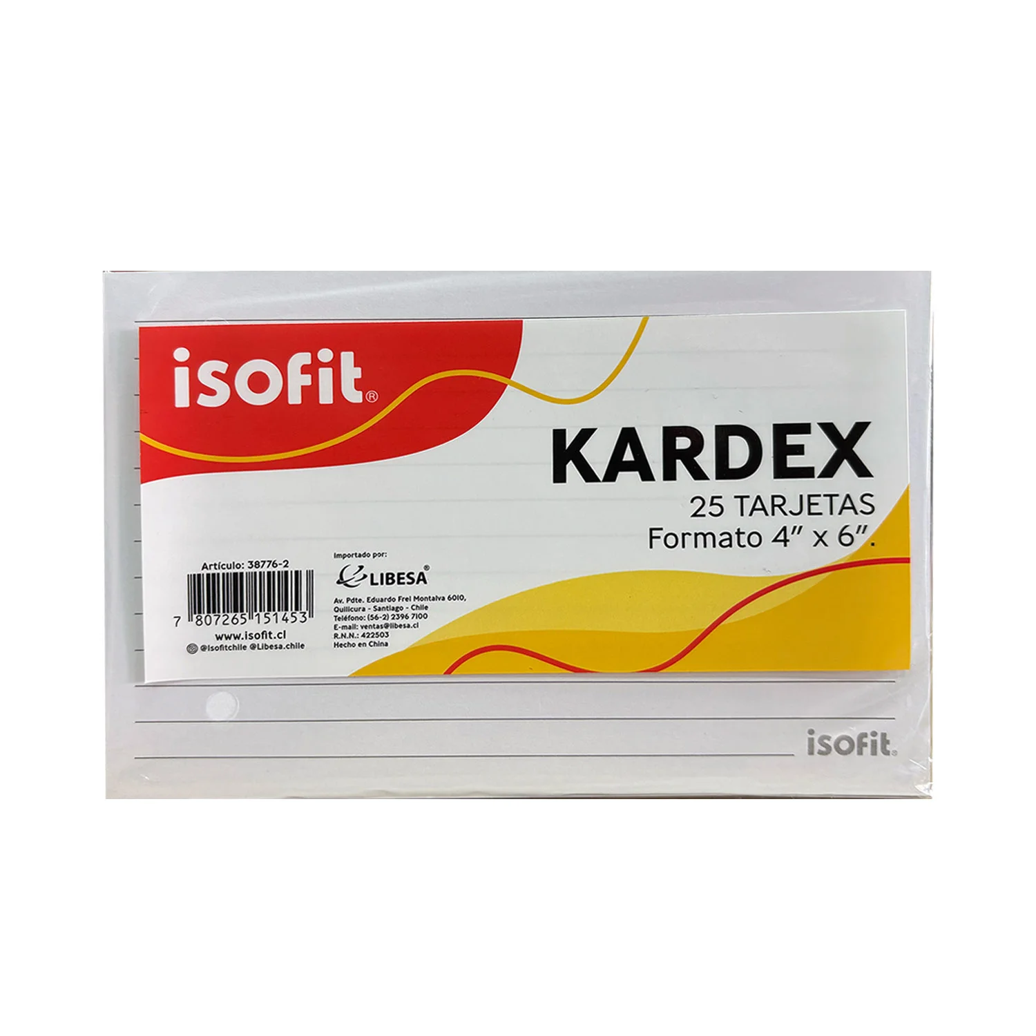 Tarjeta Kardex Isofit 4"x 6" (10x15cm) 25 Hojas