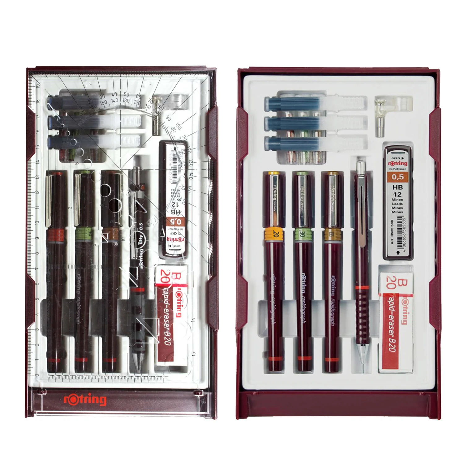 [S0699500] Tiralíneas Recargables Rotring Rapidograph (College) (0.1/0.3/0.5mm.+1)