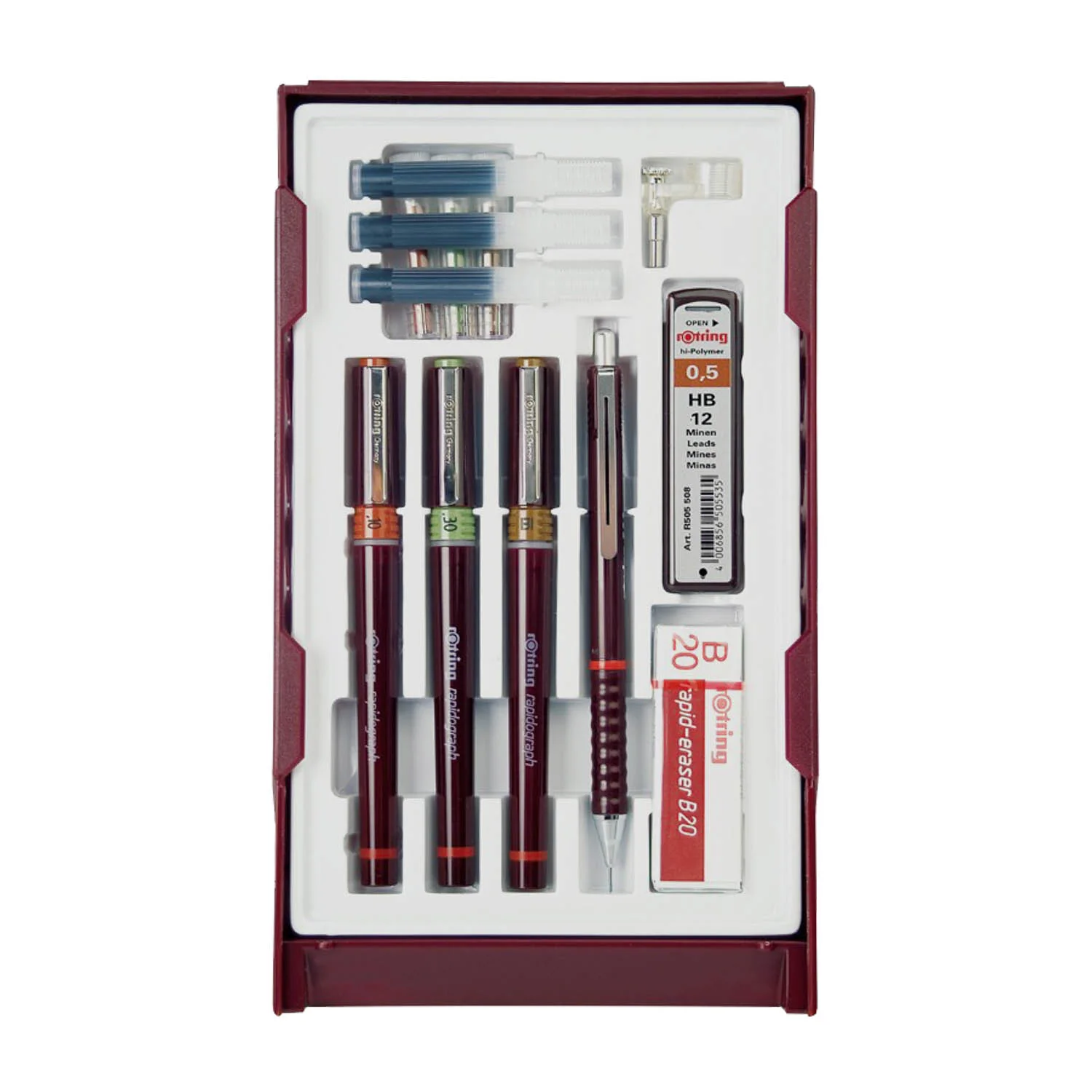 [S0699500] Tiralíneas Recargables Rotring Rapidograph (College) (0.1/0.3/0.5mm.+1)
