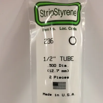 [EV5236/1] Perfiles Tubulares de poliestireno blanco 35cm (1ud) (12.7mm)