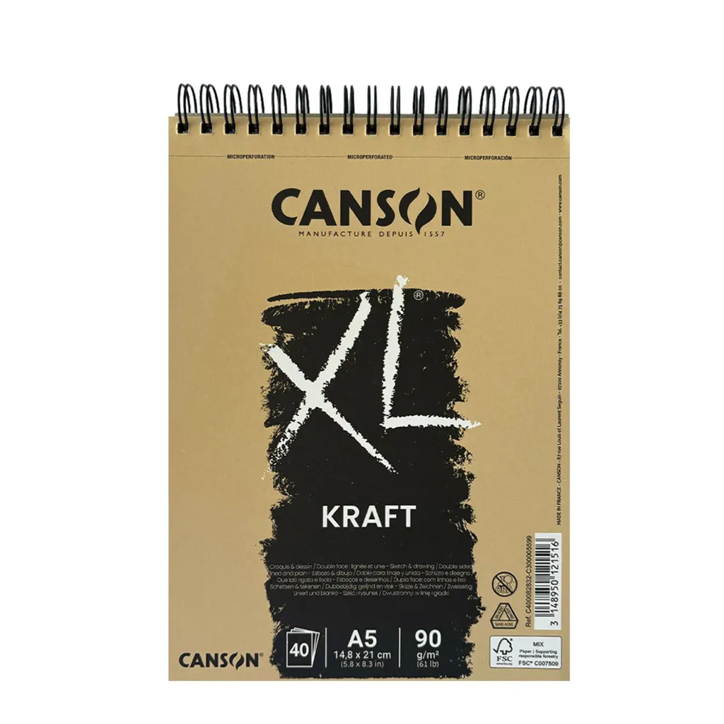 [C400082832] Croquera Dibujo Canson XL Kraft A5 90gr 40Hj