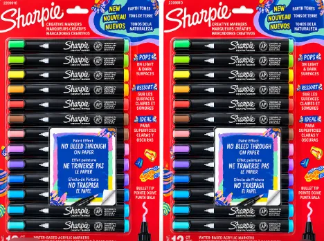 2 Set de Marcadores Sharpie Acrílico Punta Bala 12 Tonos de la Naturaleza 1.0mm