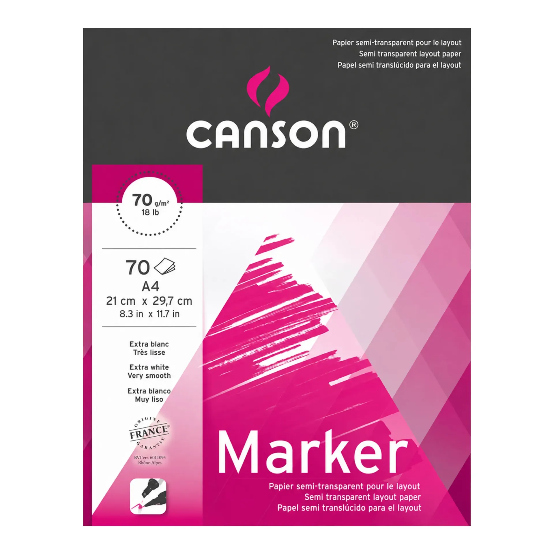 Block Canson A4 Para Marcadores 70gr. 70hj