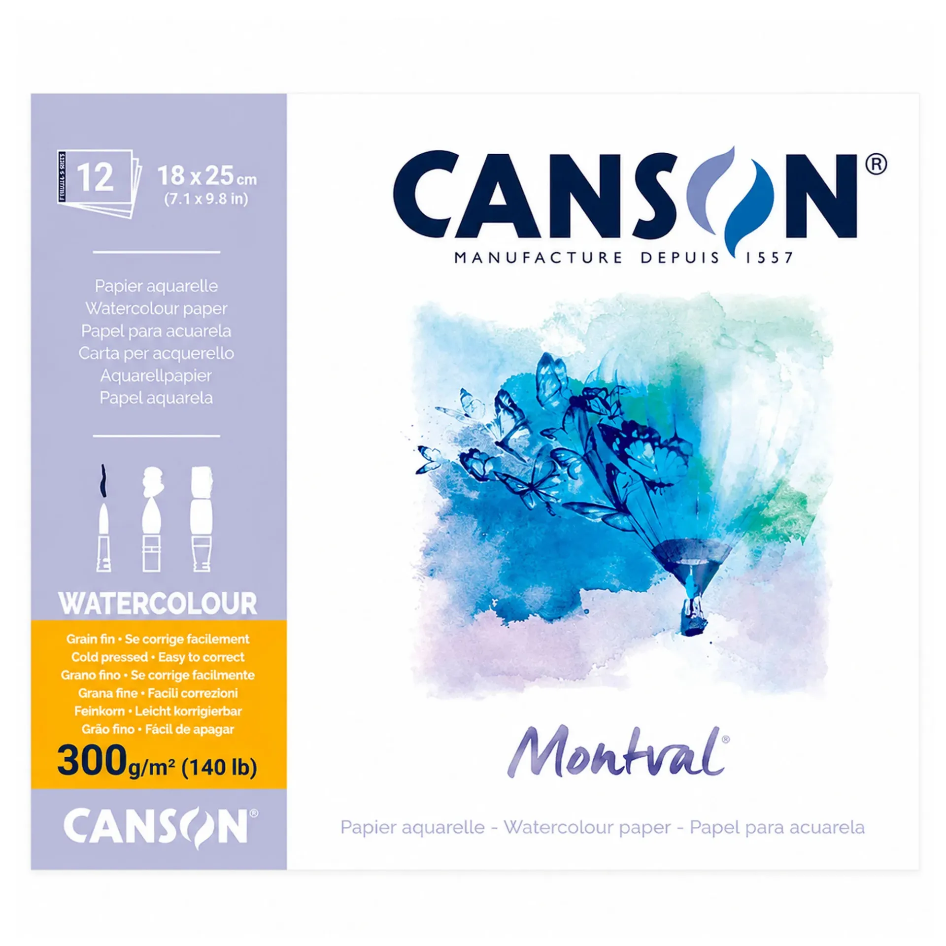 Block para Acuarela Canson Montval 25X18cm 300gr. 12hj