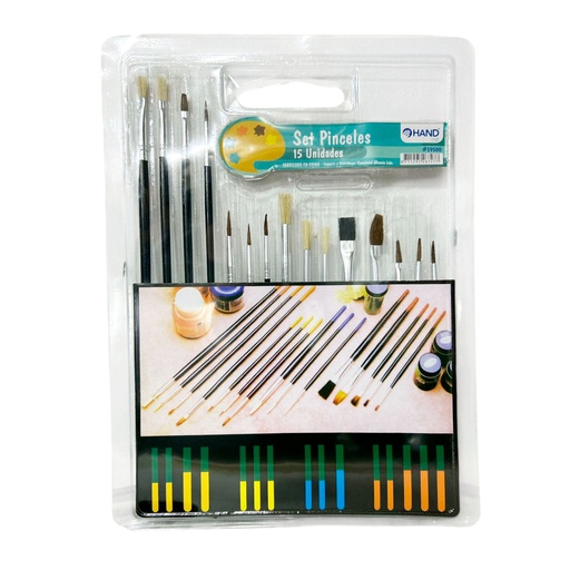 Set de pinceles surtidos Redondos y Planos (15ud)