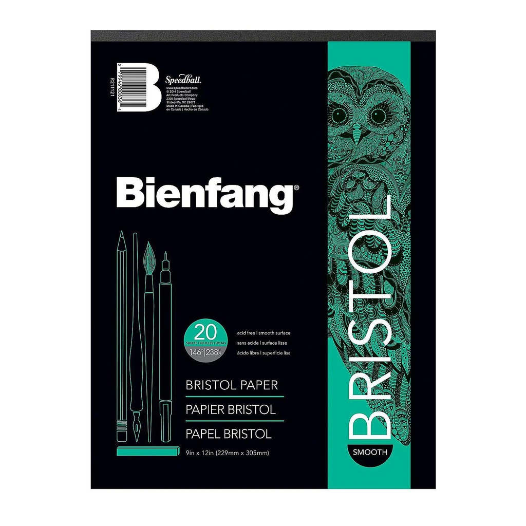 Block Bienfang 528 papel Bristol ultra liso 9&quot;x12&quot; (22x30cm) 20 hojas 210gr.