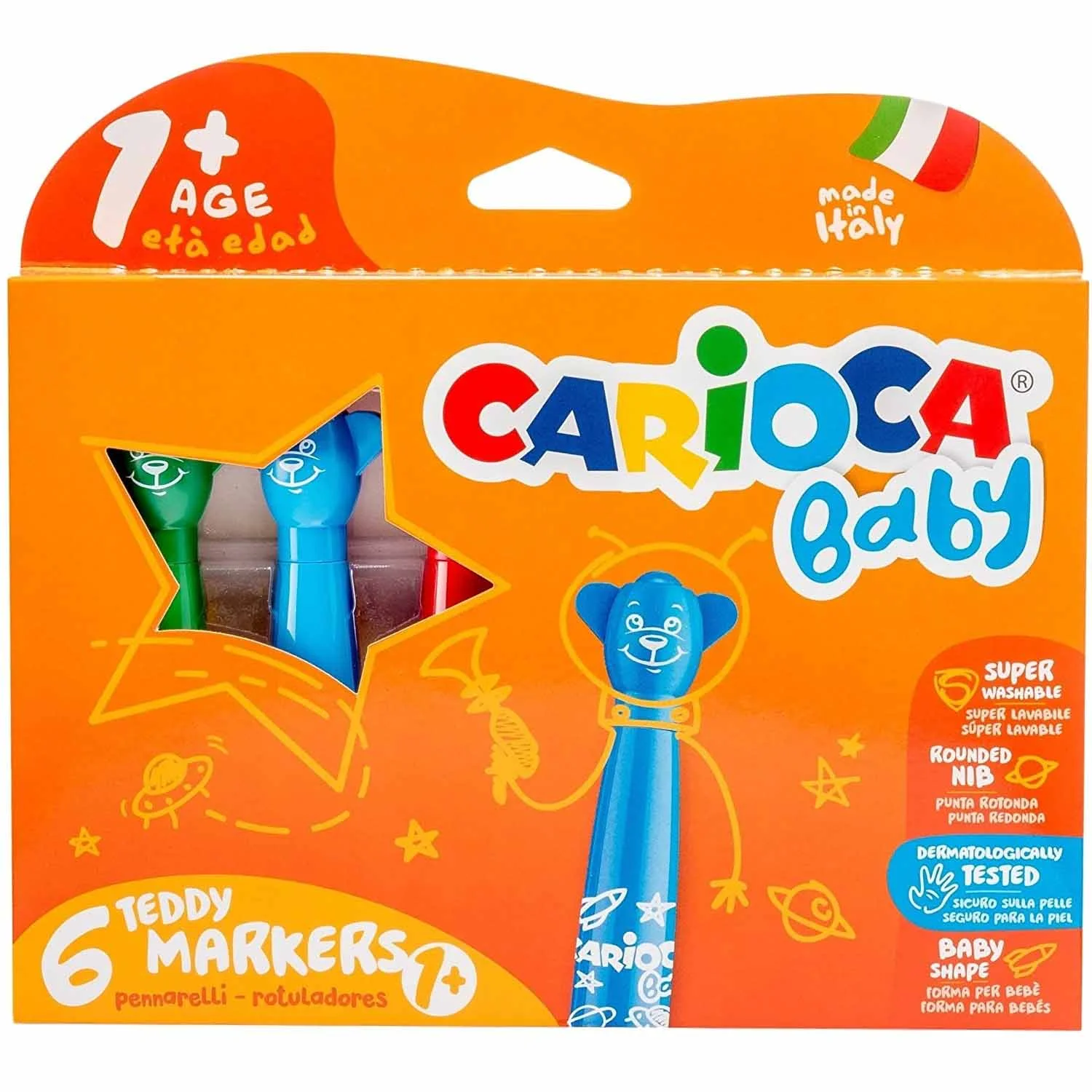 [42815] Plumones Carioca Teddy Baby Super Lavable (6 colores)