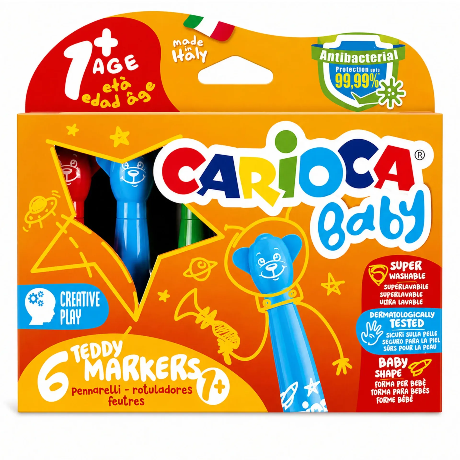 Plumones Carioca Teddy Baby Super Lavable (6 colores)