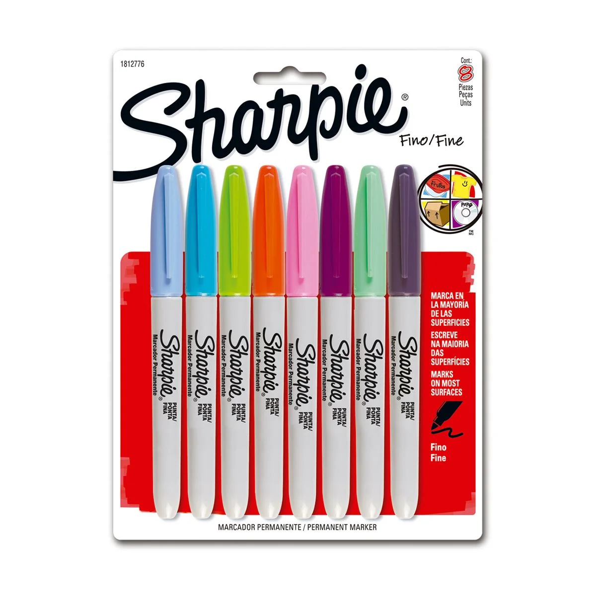 Marcador Sharpie Fashion 8 colores Punta Fina Permanente