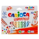 Plumones Carioca Stamperello doble punta con sello(12 colores)
