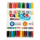 12 Plumones Carioca  Bicolor (24colores)