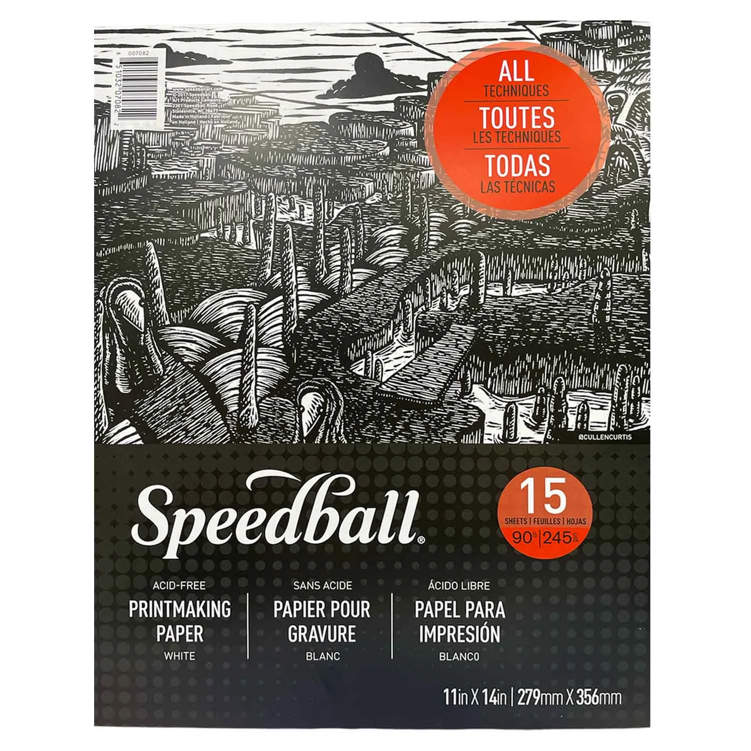 [7082] Block Papel Para Grabado Speedball 27.9x35.6cm 245gr. 15hjs