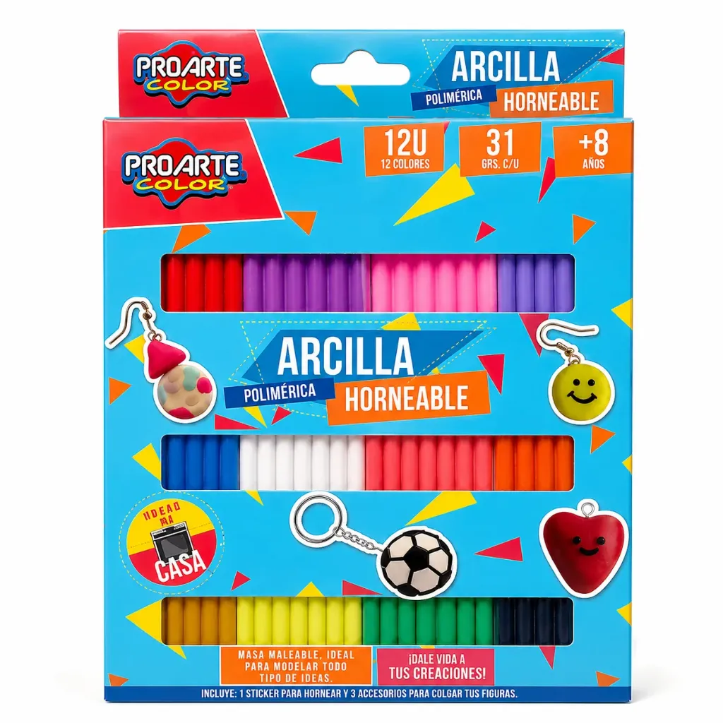 [34386-2] Arcilla Proarte Horneable 12 Colores con Accesorios