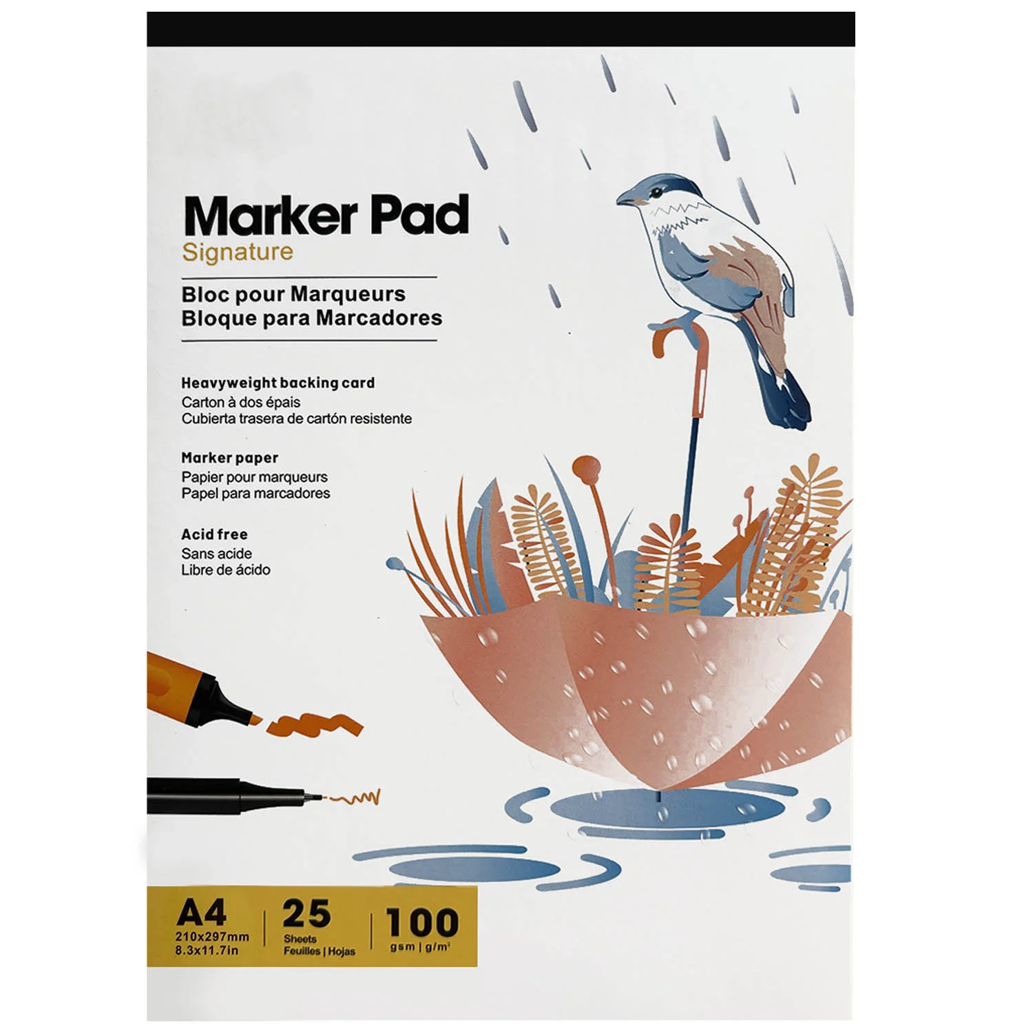 [BLMA02921025100] Block Papel Para Marcadores A4(21 x 29.7 cm) 100gr. 25hj, Libre de acido.
