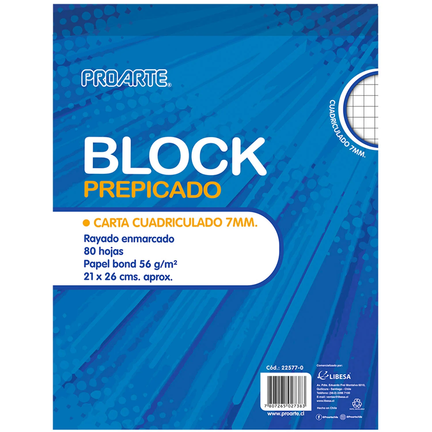 [22577-0] Block Prepicado Proarte Carta 7mm 80hj