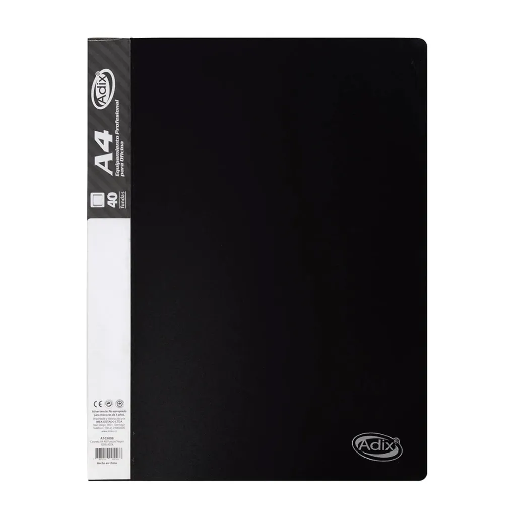 [A103008] Carpeta Adix con 40 Fundas Color Negro (A4)