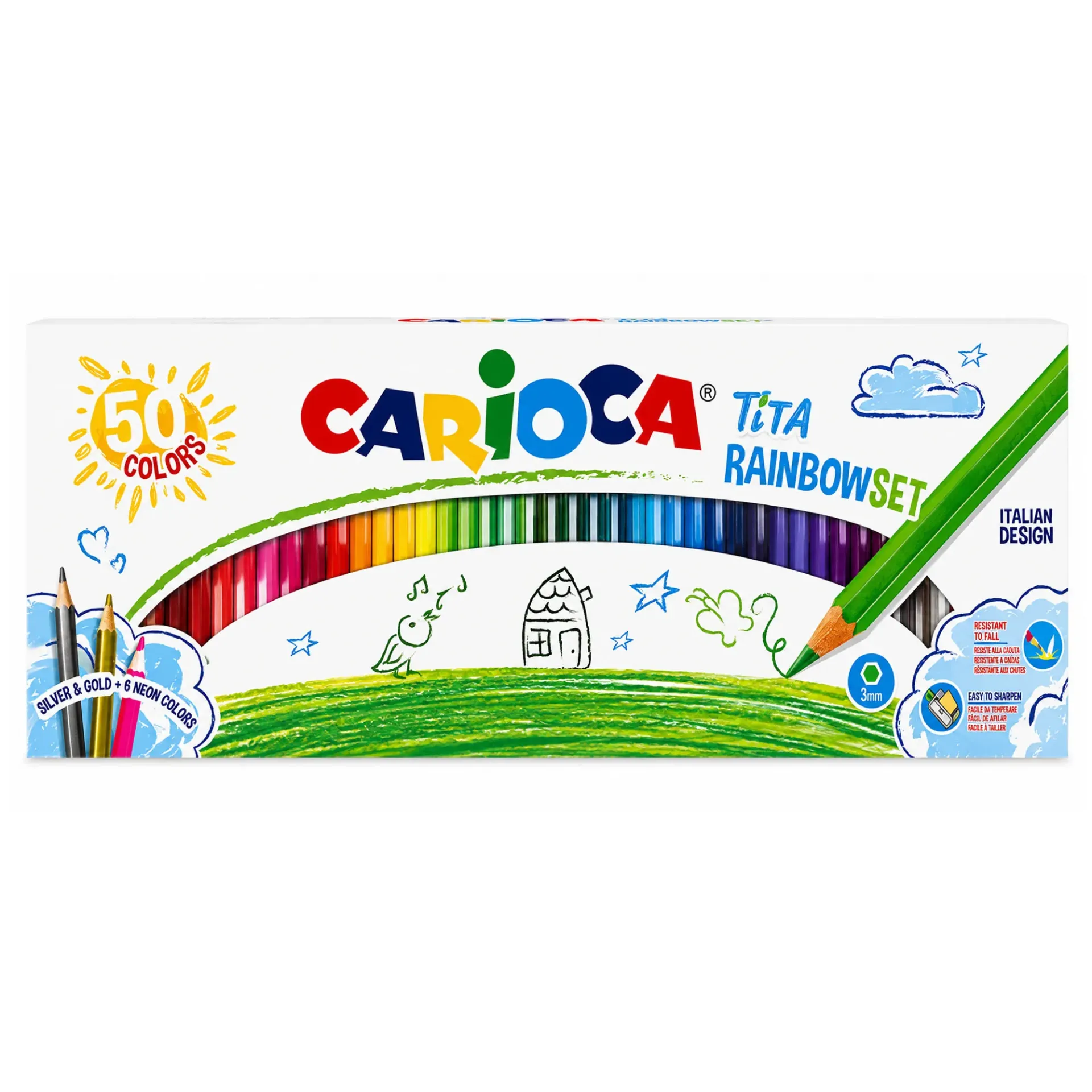 [42990] Lápices Carioca Tita Hexagonal Borrable (50 Colores)