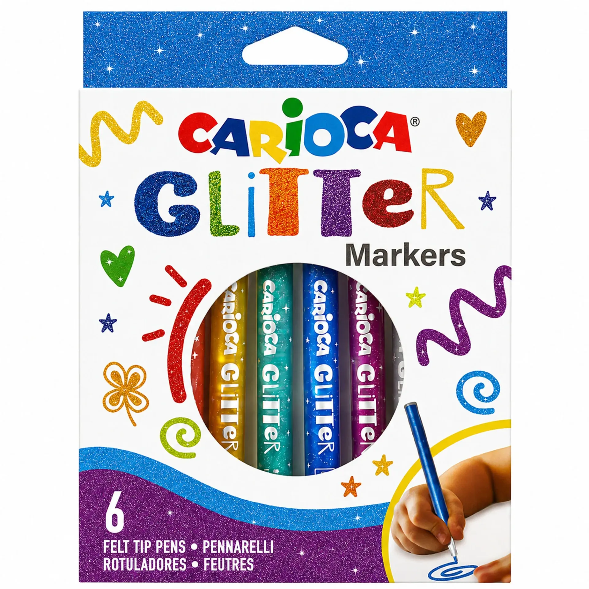 [42190] Plumones Glitter Carioca 6 Colores