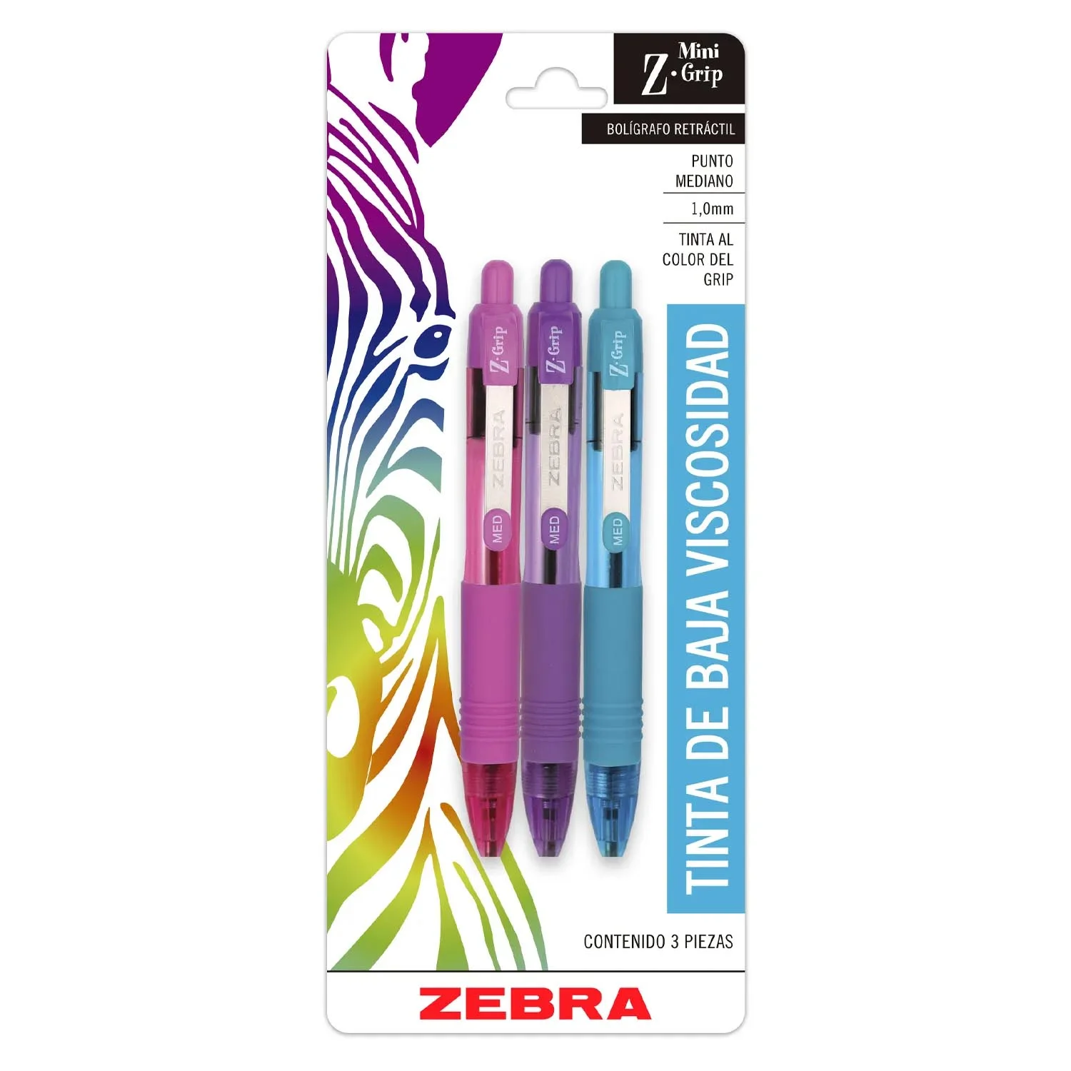 [20457] Bolígrafo Plástico Zebra Mini Z-Grip Fashion 3ud