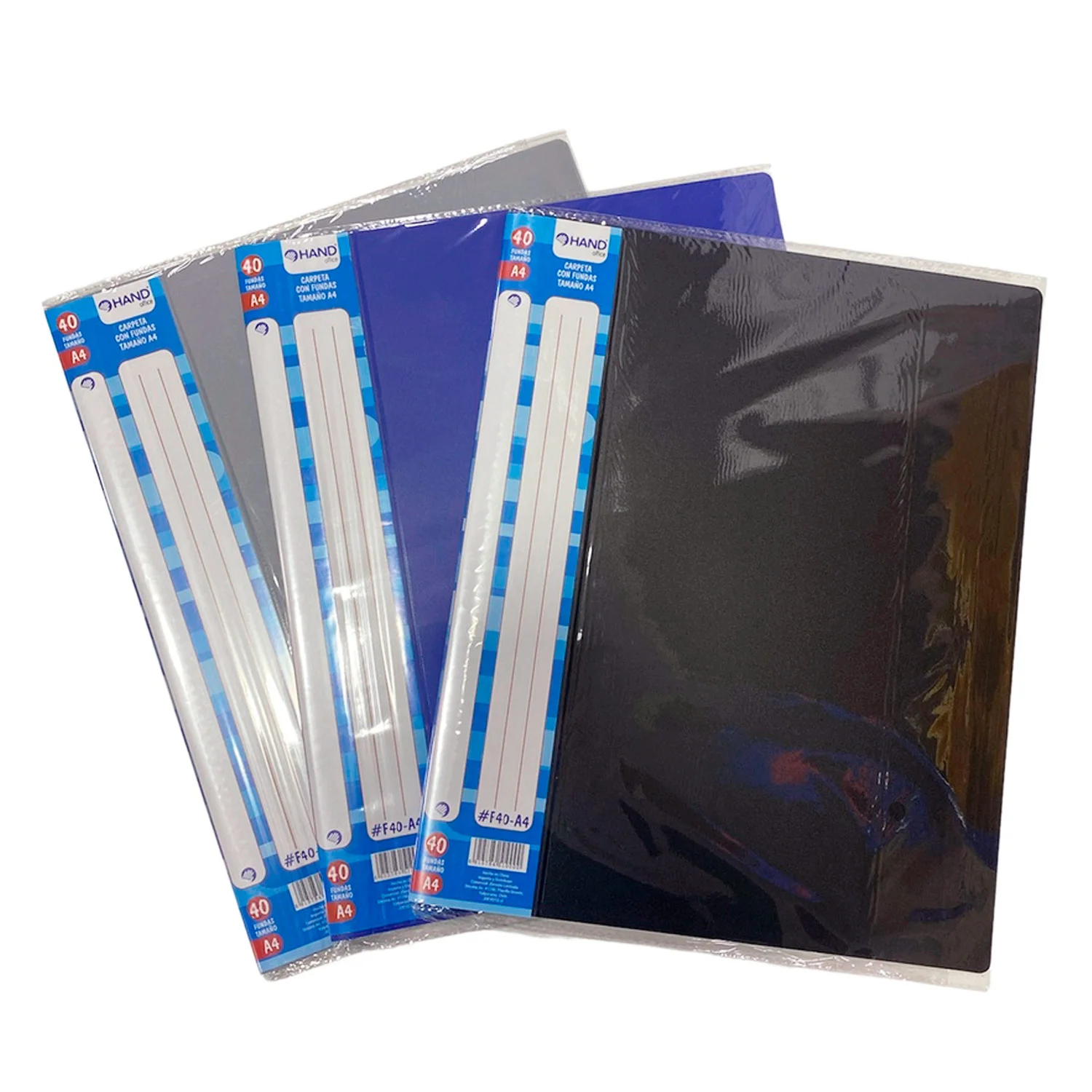 [#F40-A4] Carpeta con 40 Fundas Transparentes (A4) Colores Surtidos