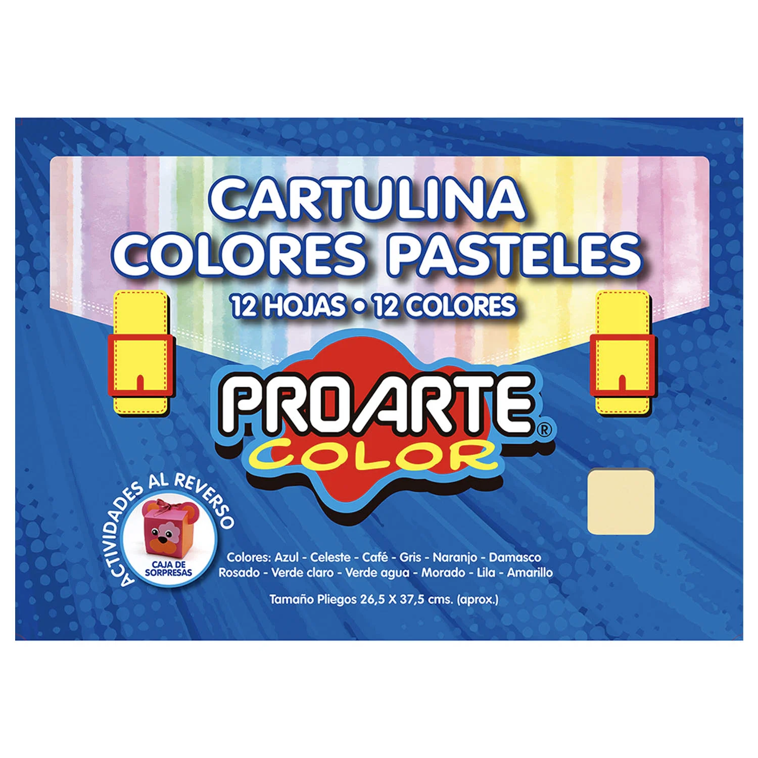 [33892-3] Cartulina Pintada Proarte 12 colores Pasteles (12 Hjs)