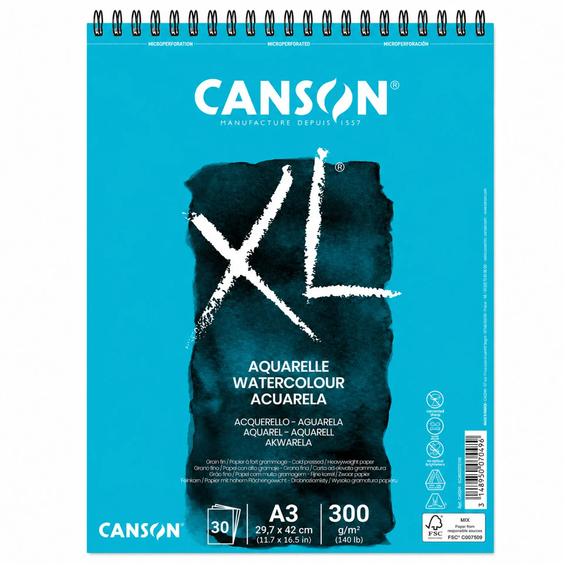 [39171] Croquera Canson XL Aquarelle 300gr 30 hjs A3 (29.7x42cm)
