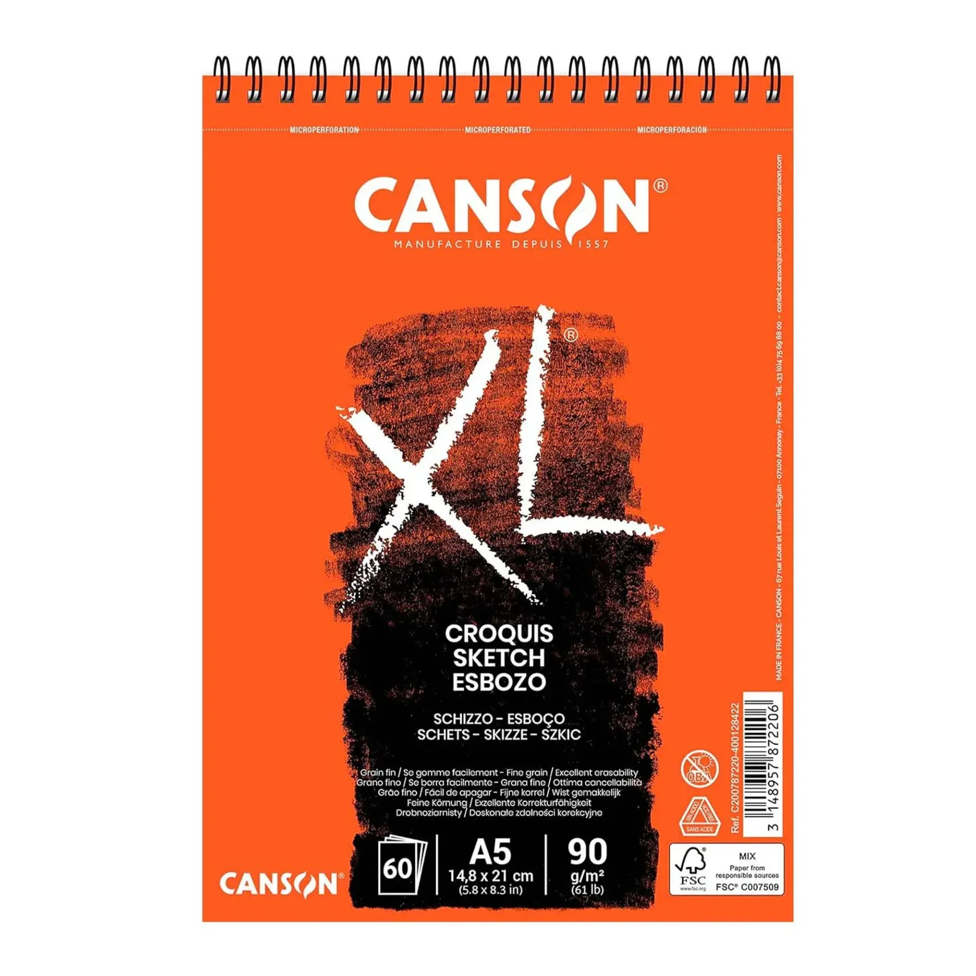 [787220] Croquera Canson XL Croquis 90gr 60 hjs A5(14.8x21cm)