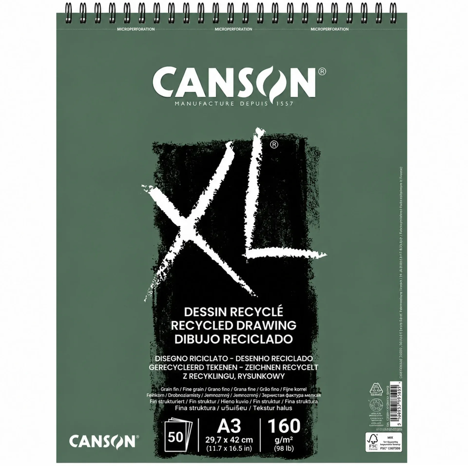 [777129] Croquera Canson XL Recycle 160gr 50 hjs A3 (29.7x42cm)
