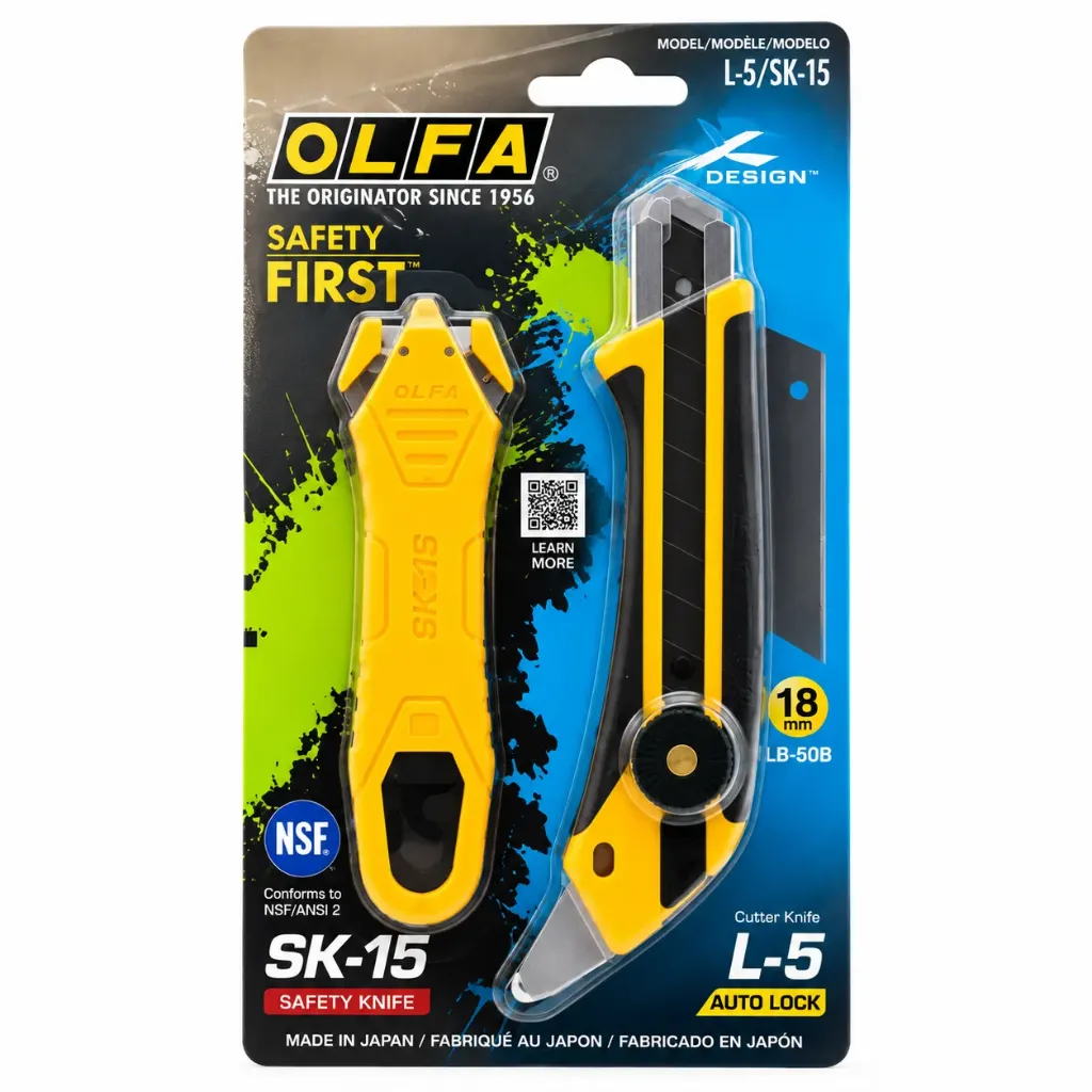 [L-5] Cuchillo Cartonero 18mm Olfa Multiuso y Seguro Manual