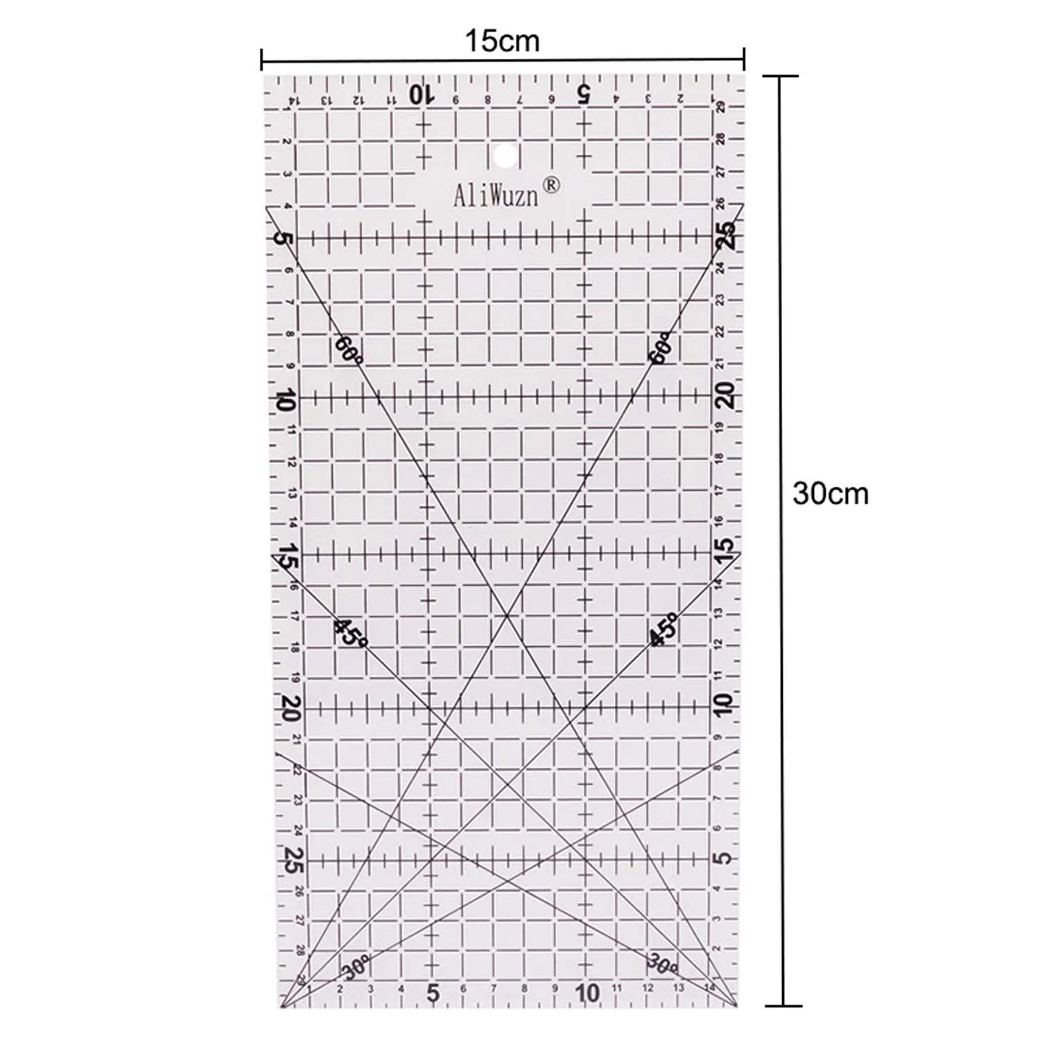 [REQU03015003] Regla Patchwork Quilting 30x15cm con ángulos 30-45-60 grados