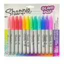 Marcadores Permanentes Sharpie Glam Pop Set 12 Colores