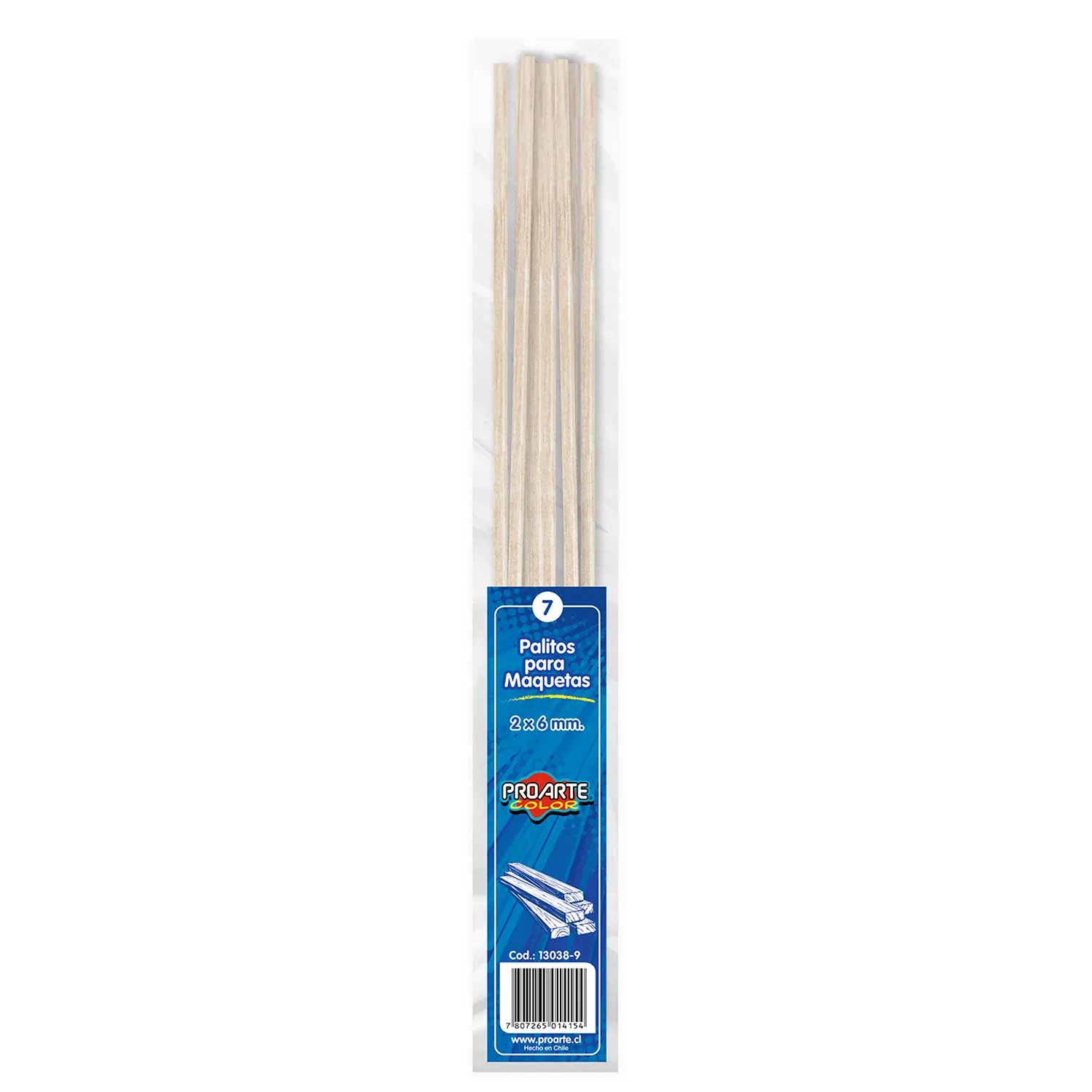[13038-9] Palos de Maqueta Proarte 50cm 2x6mm 7uds