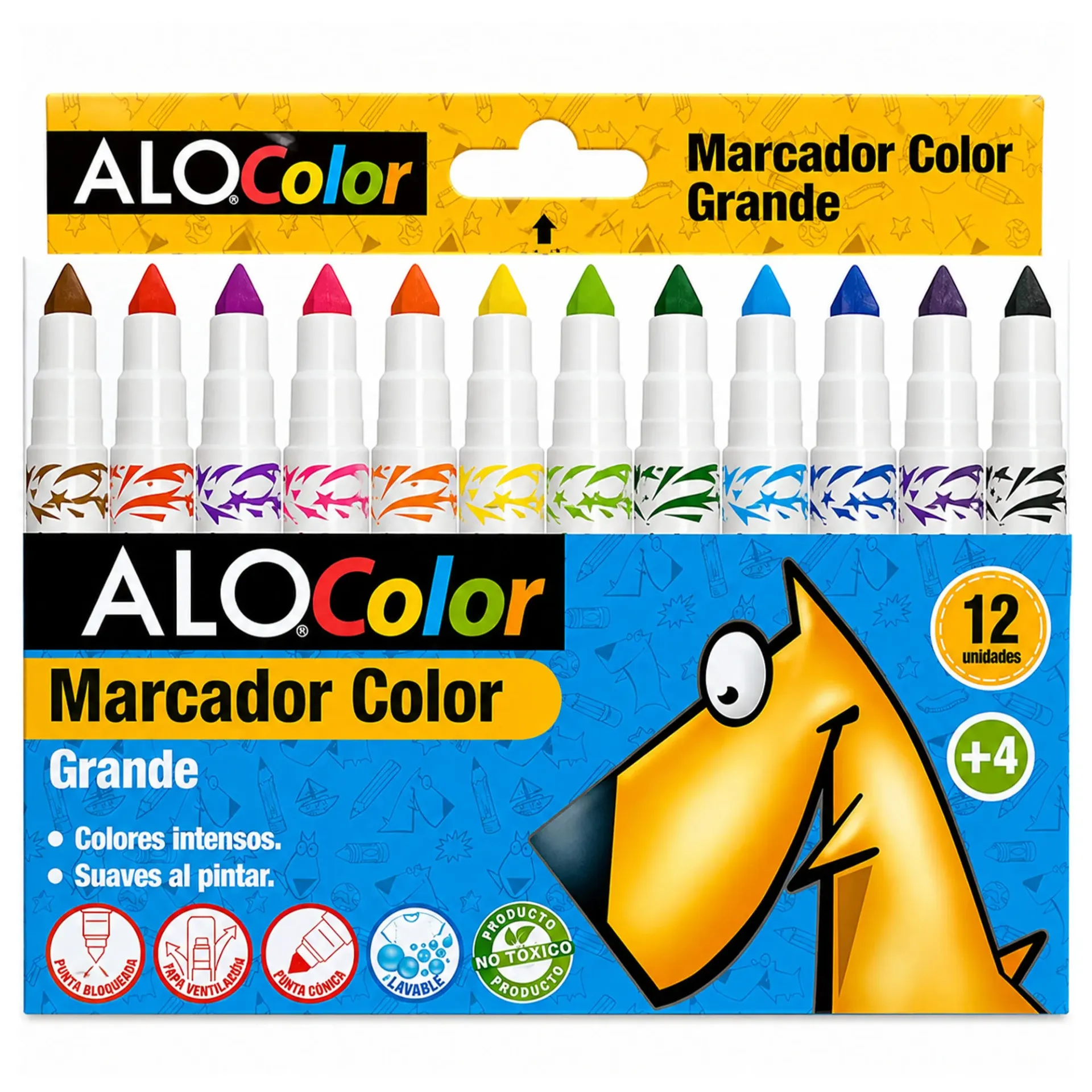 [86975] Plumon Escolar Alo 12 Colores Grandes