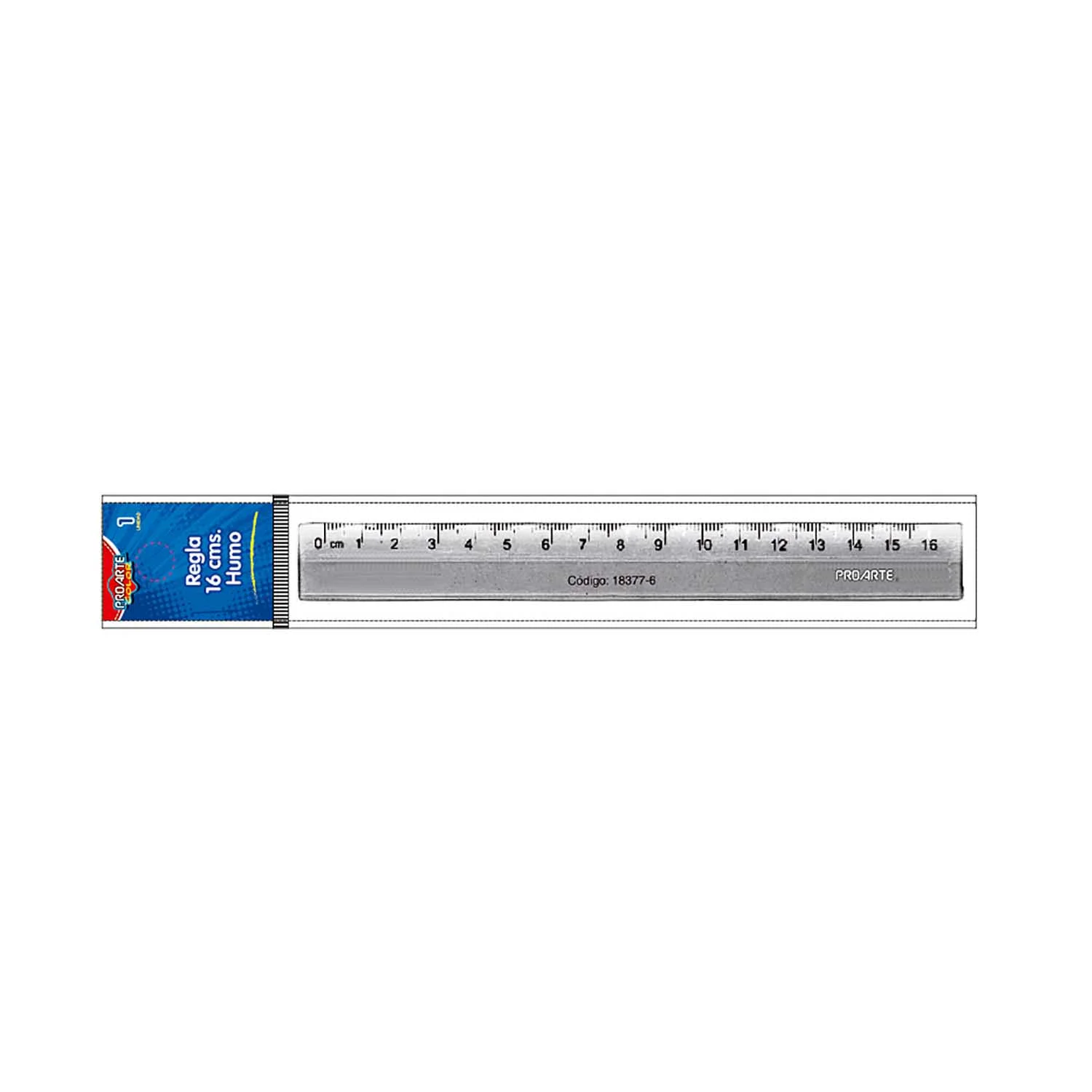 [18377-6] Regla Plástica Biselada Humo Proarte 16cm