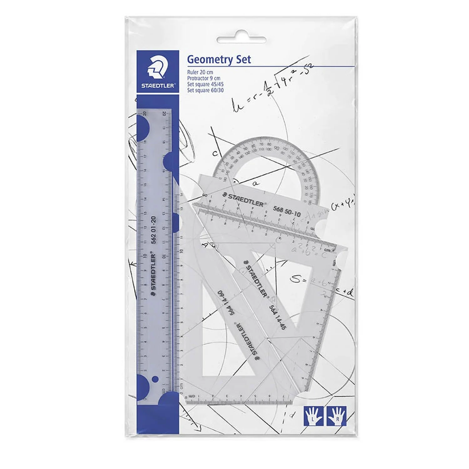 [90998] Set Geometría Staedtler Transparente 20cm 4 piezas