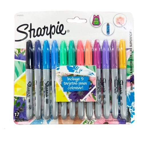 Marcador Sharpie punta Fina 12 Colores Girls Permanente