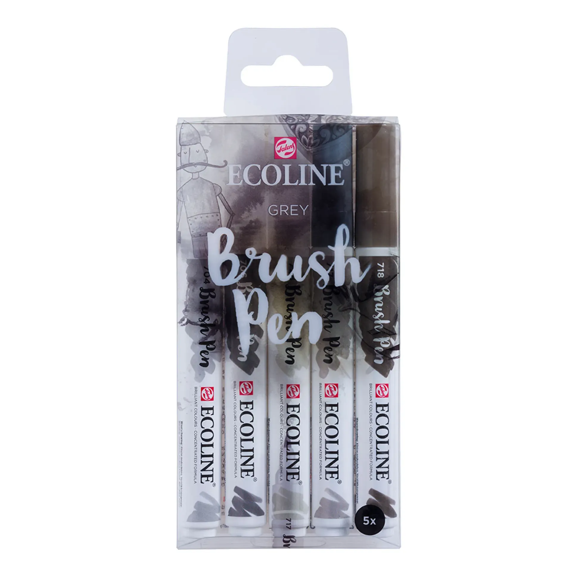[11509907] Set Plumones Punta Pincel Ecoline (5 Colores Grises)